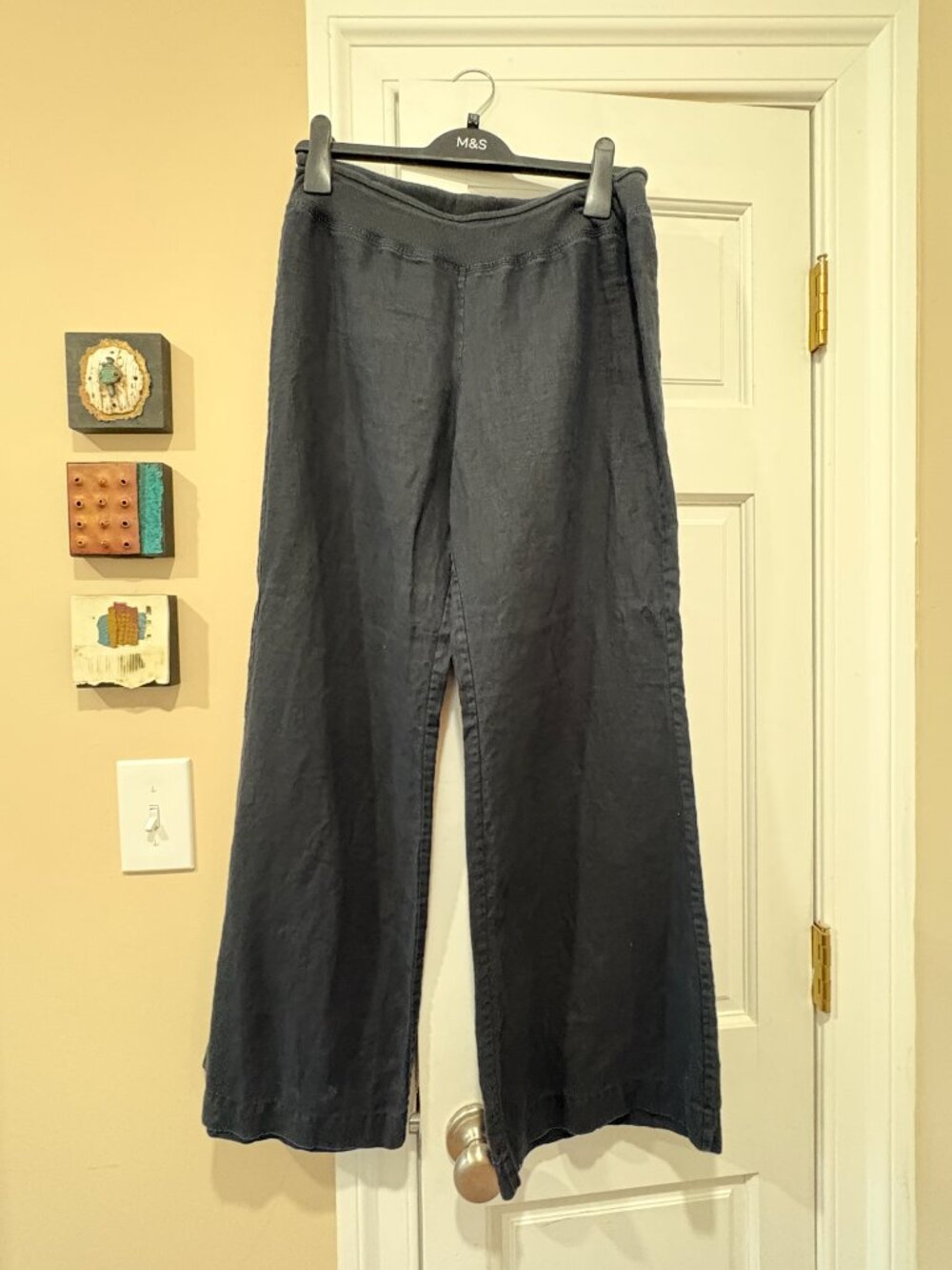Saks Fifth Avenue BLUE 100% Linen Wide-Leg Pants - Black